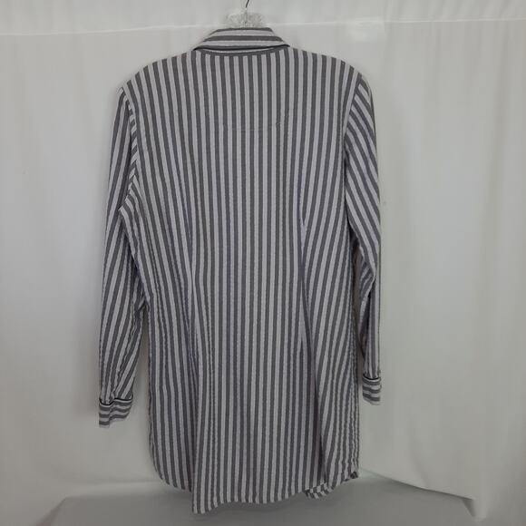 Victoria's Secret Gray Striped Silver Pin Strip Pajama Sleeping Shirt, Flowy - Picture 5 of 10